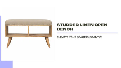 Studded Linen Open Bench by@Outfy