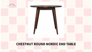 Chestnut Round Nordic End Table by@Outfy