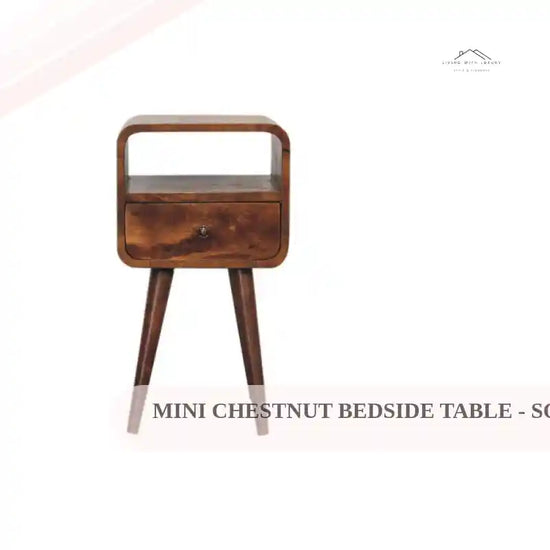 Mini Chestnut Bedside Table - Solid Mango Wood, Nordic Style, 1 Drawer by@Outfy
