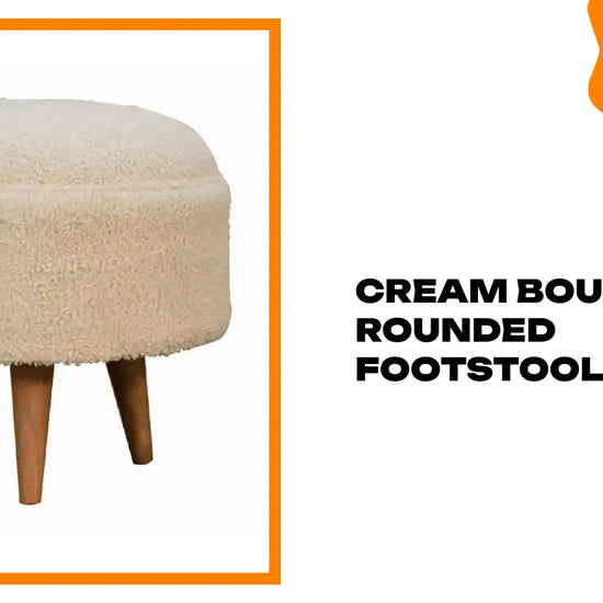Cream Boucle Rounded Footstool by@Outfy