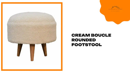 Cream Boucle Rounded Footstool by@Outfy
