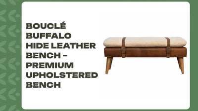 Boucl&eacute; Buffalo Hide Leather Bench &ndash; Premium Upholstered Bench by@Outfy