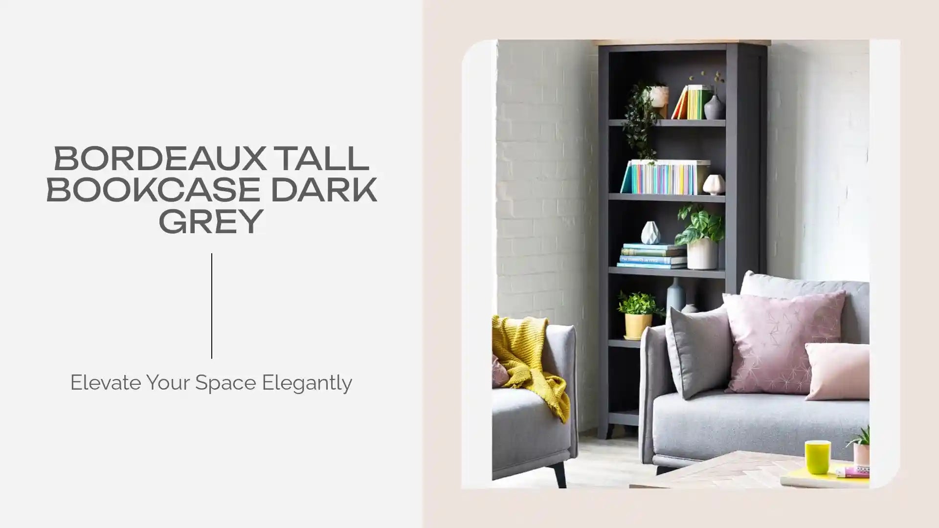 Bordeaux Tall Bookcase Dark Grey by@Outfy