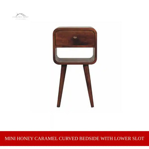 Mini Honey Caramel Curved Bedside with Lower Slot by@Outfy