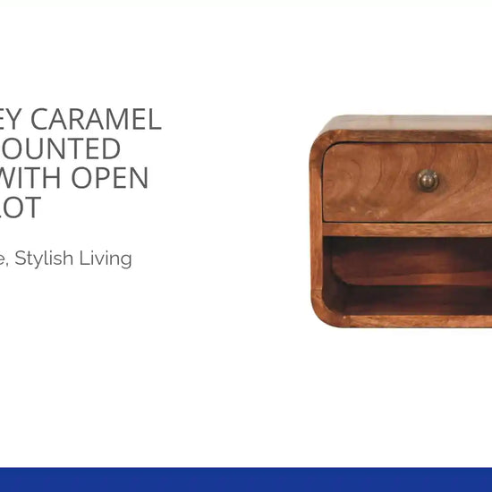 Mini Honey Caramel Wall Mounted Bedside with Open Slot by@Outfy