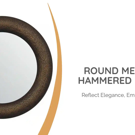 Round Metallic Hammered Mirror by@Outfy