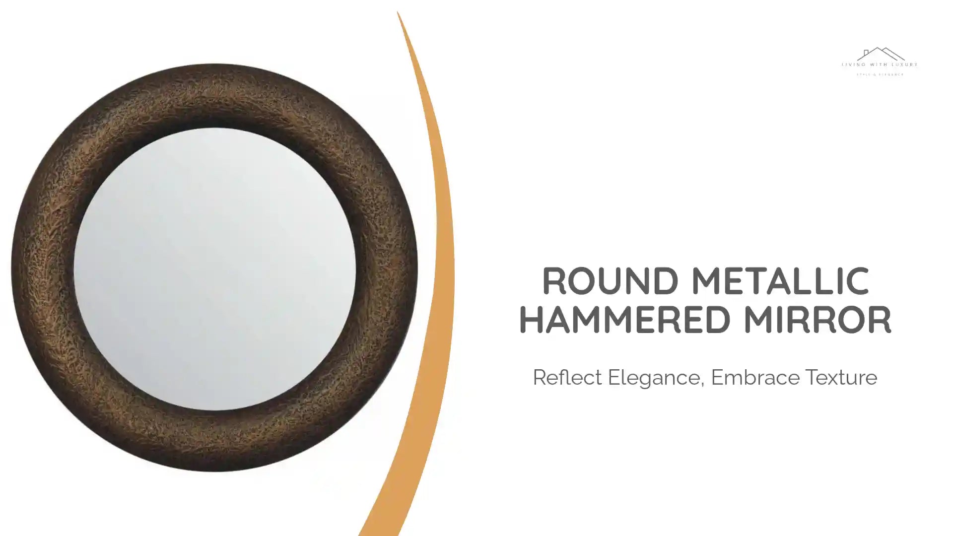 Round Metallic Hammered Mirror by@Outfy