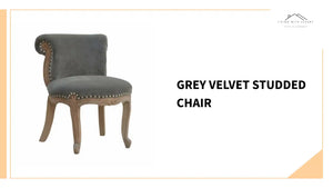 Grey Velvet Studded Chair by@Outfy