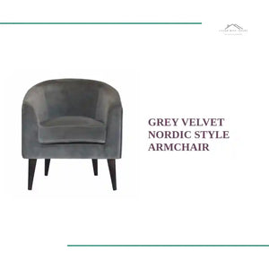 Grey Velvet Nordic Style Armchair by@Outfy
