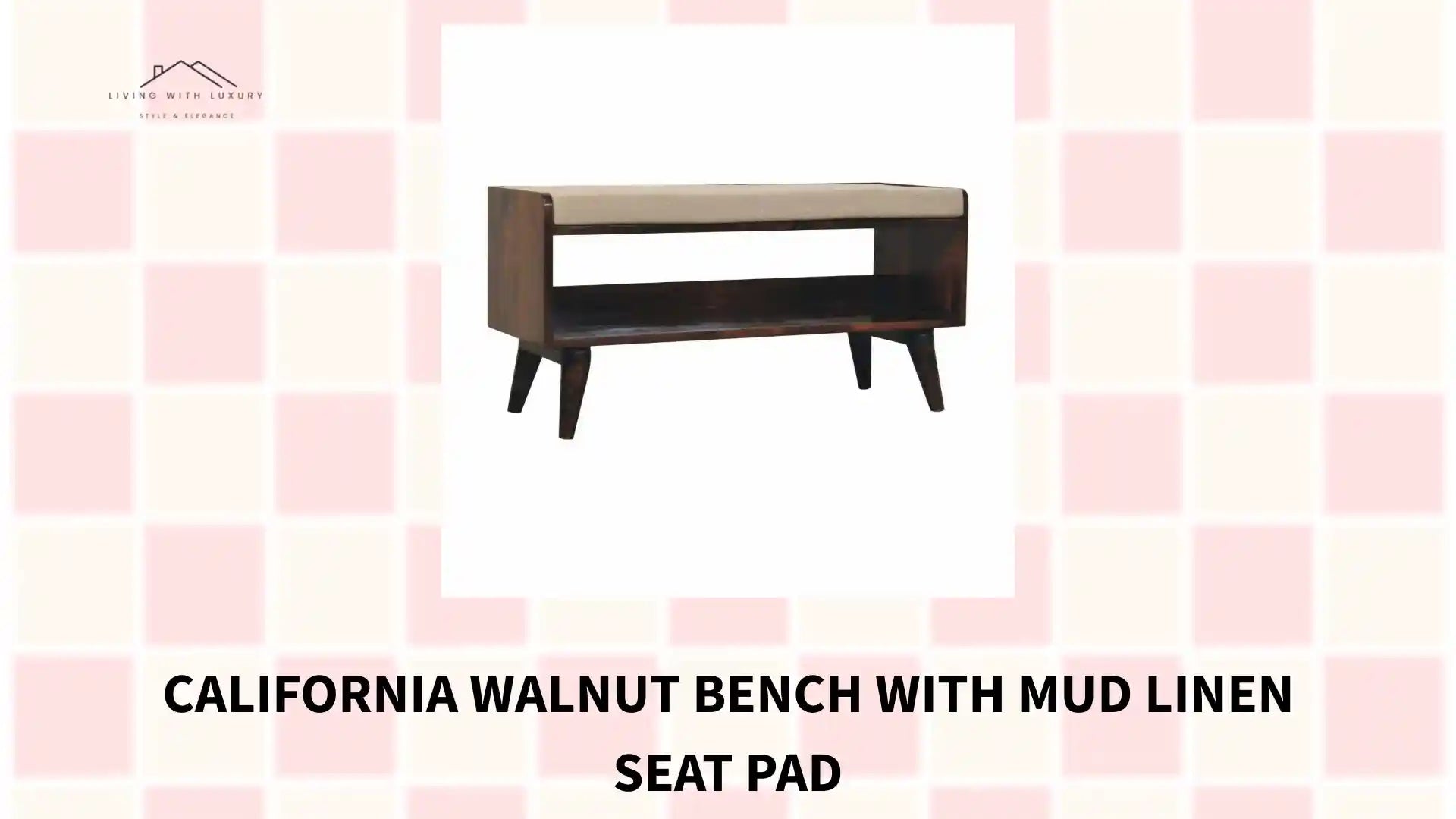 California Walnut bench with mud linen seat pad by@Outfy