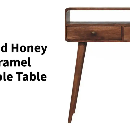 Curved Honey Caramel Console Table by@Outfy