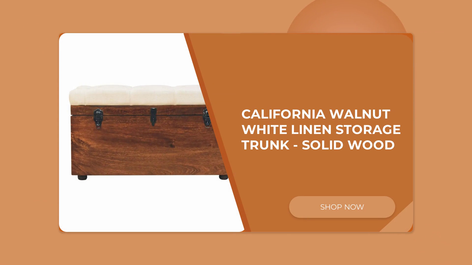 California Walnut White Linen Storage Trunk - Solid Wood by@Outfy