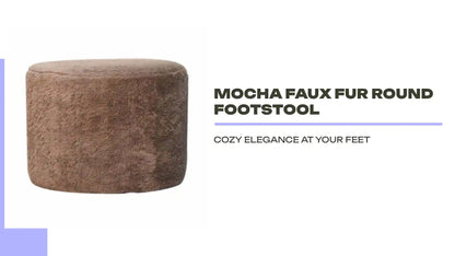 Mocha Faux Fur Round Footstool by@Outfy