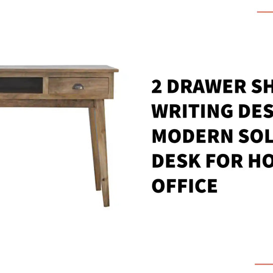2 Drawer Shell Writing Desk | Modern Solid Wood Desk for Home Office by@Outfy