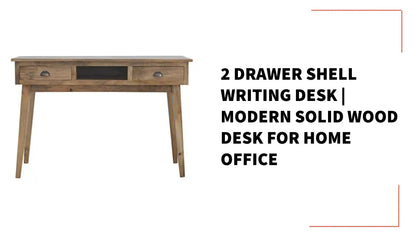 2 Drawer Shell Writing Desk | Modern Solid Wood Desk for Home Office by@Outfy