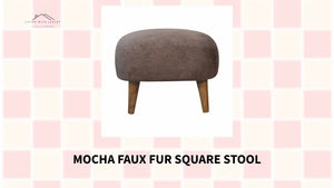 Mocha Faux Fur Square Stool by@Outfy