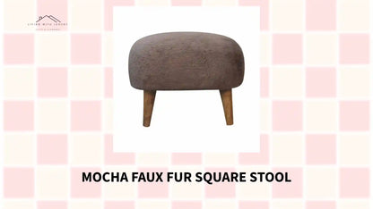 Mocha Faux Fur Square Stool by@Outfy