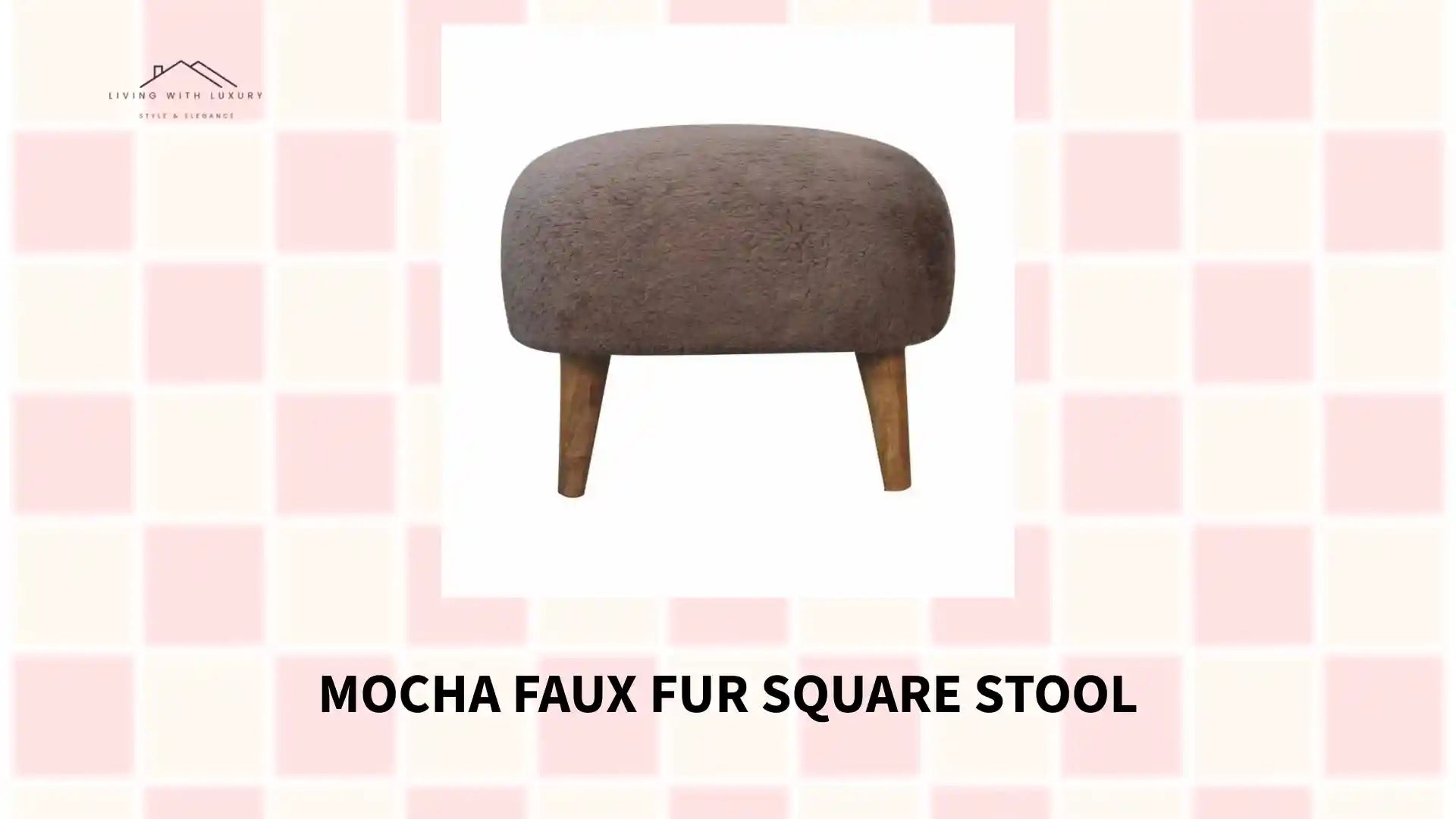 Mocha Faux Fur Square Stool by@Outfy