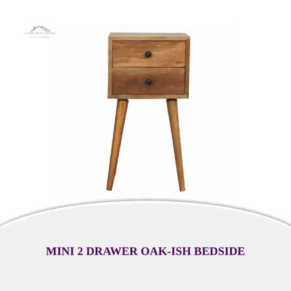 Mini 2 Drawer Oak-ish Bedside by@Outfy
