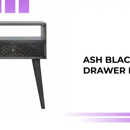 Ash Black Carved Drawer Bedside by@Outfy