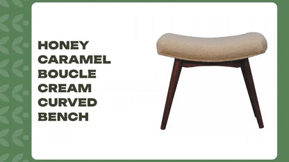 Honey Caramel Boucle Cream Curved Bench by@Outfy