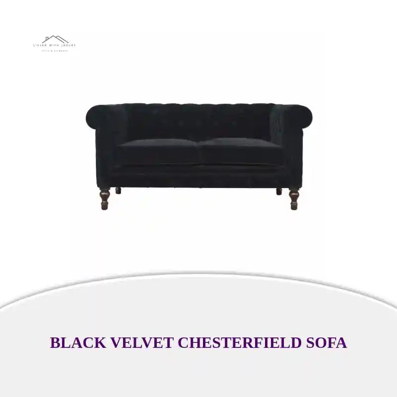 Black Velvet Chesterfield Sofa by@Outfy