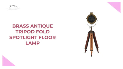 Brass Antique Tripod Fold Spotlight Floor Lamp by@Outfy