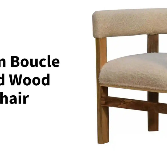 Cream Boucle Solid Wood Chair by@Outfy