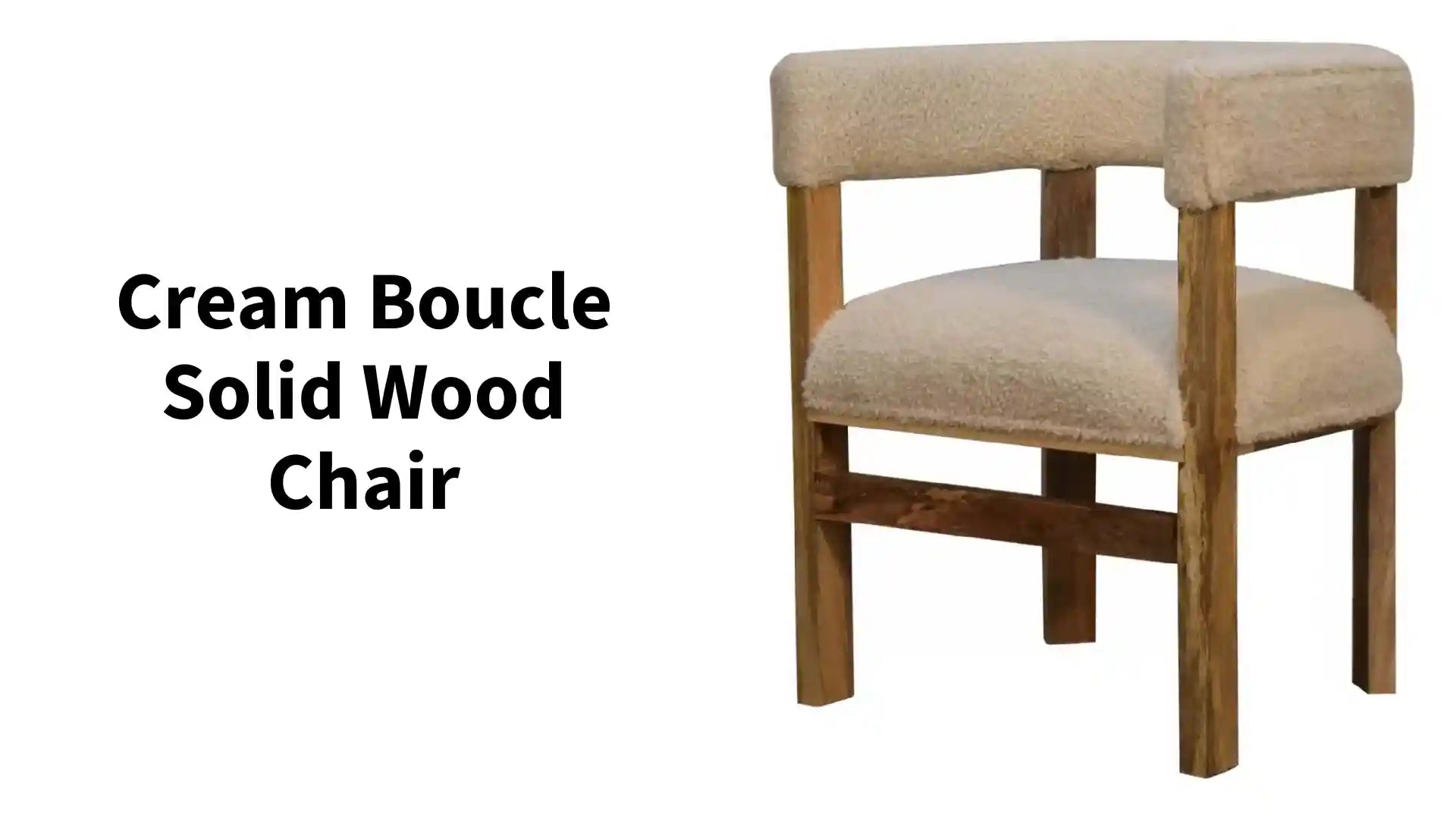 Cream Boucle Solid Wood Chair by@Outfy