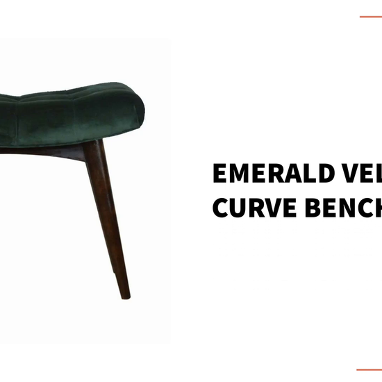 Emerald Velvet Curve Bench by@Outfy