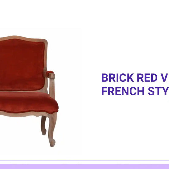 Brick Red Velvet French Style Chair by@Outfy