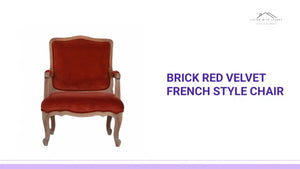 Brick Red Velvet French Style Chair by@Outfy