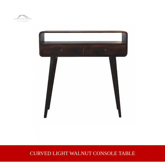 Curved Light Walnut Console Table by@Outfy