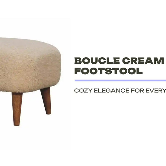 Boucle Cream Square Footstool by@Outfy