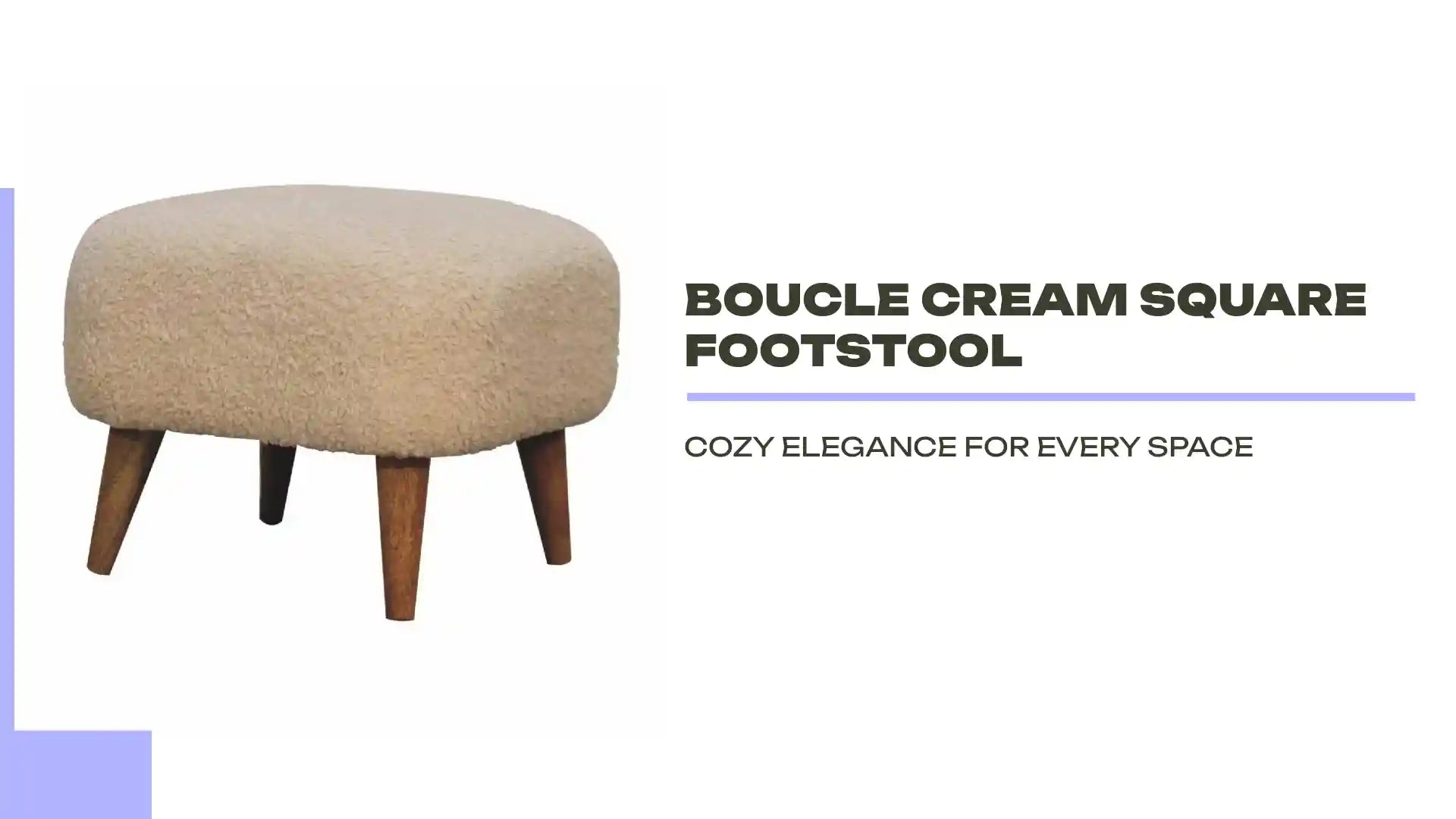 Boucle Cream Square Footstool by@Outfy