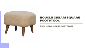Boucle Cream Square Footstool by@Outfy