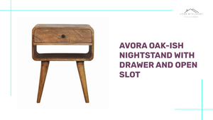 Avora Oak-ish Nightstand with Drawer and open slot by@Outfy