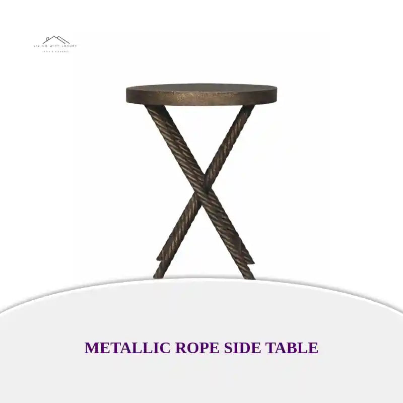 Metallic Rope Side Table by@Outfy