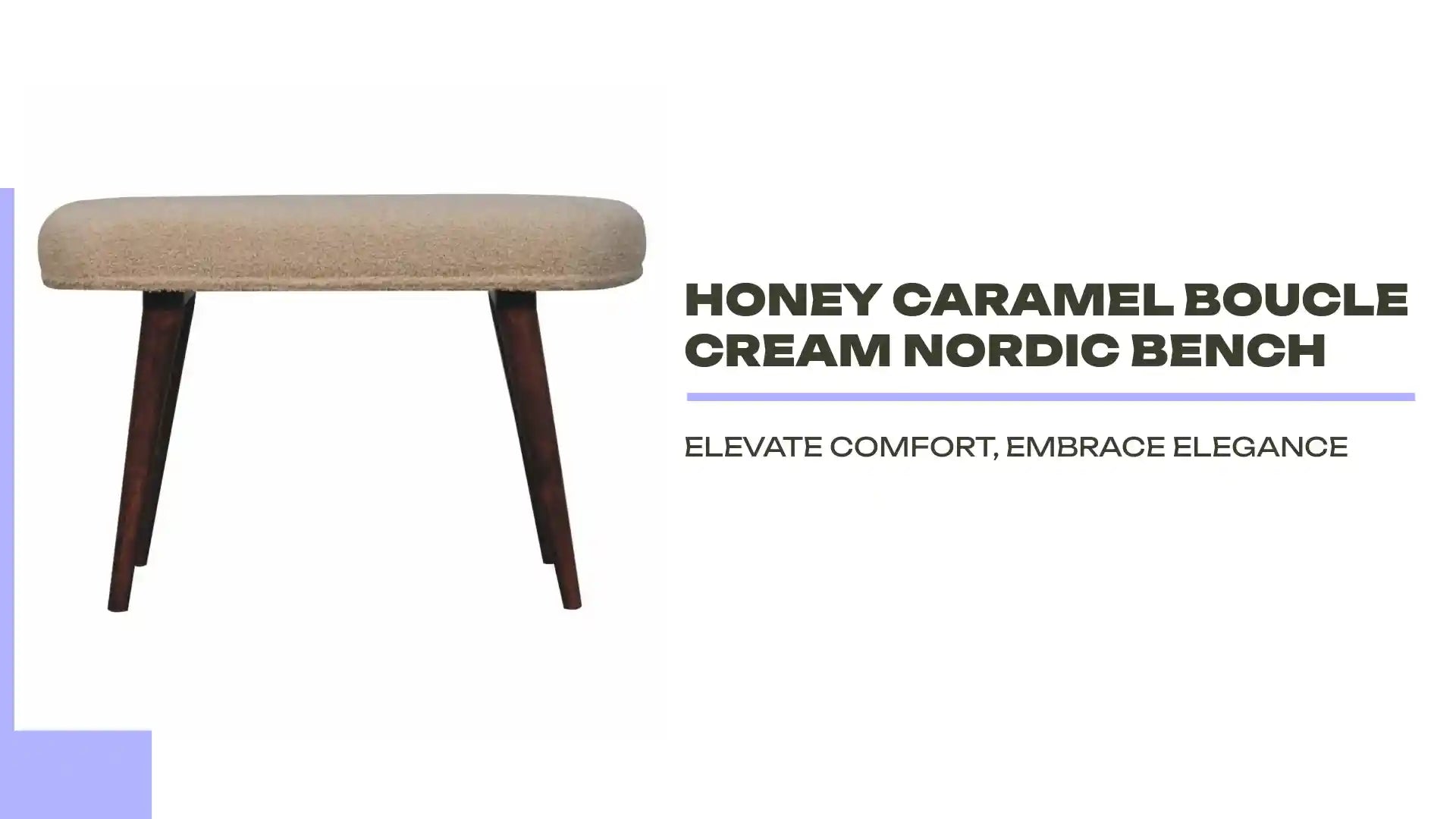 Honey Caramel Boucle Cream Nordic Bench by@Outfy