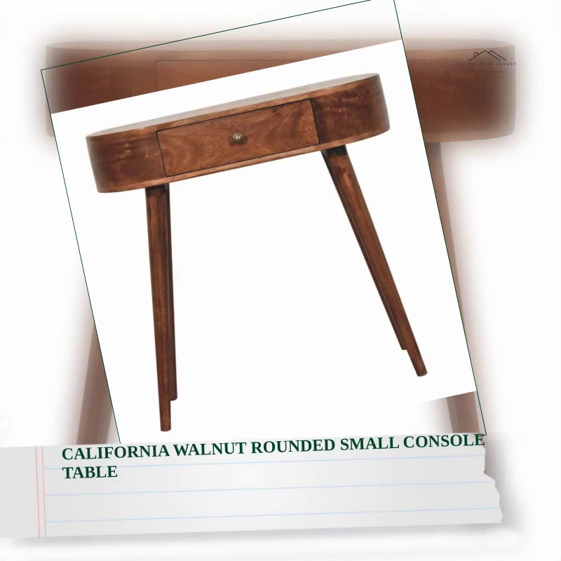 California Walnut Rounded Small Console Table by@Outfy