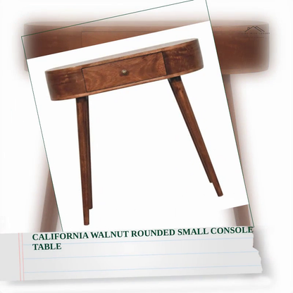 California Walnut Rounded Small Console Table by@Outfy