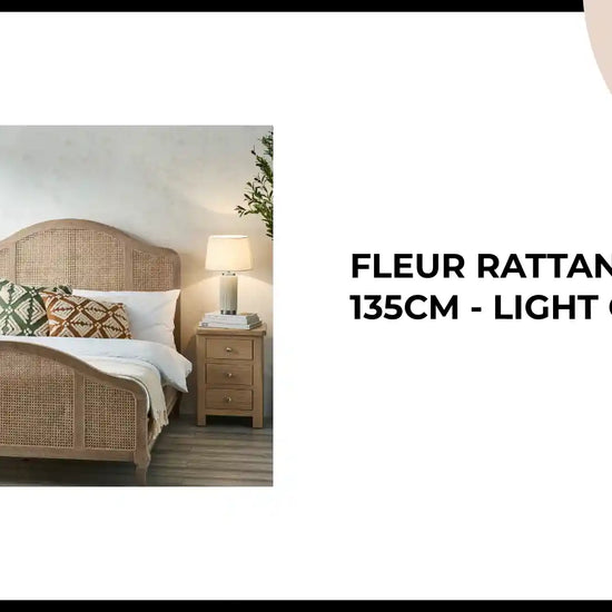 Fleur Rattan Bed 135cm - Light Oak by@Outfy