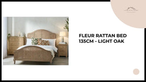 Fleur Rattan Bed 135cm - Light Oak by@Outfy