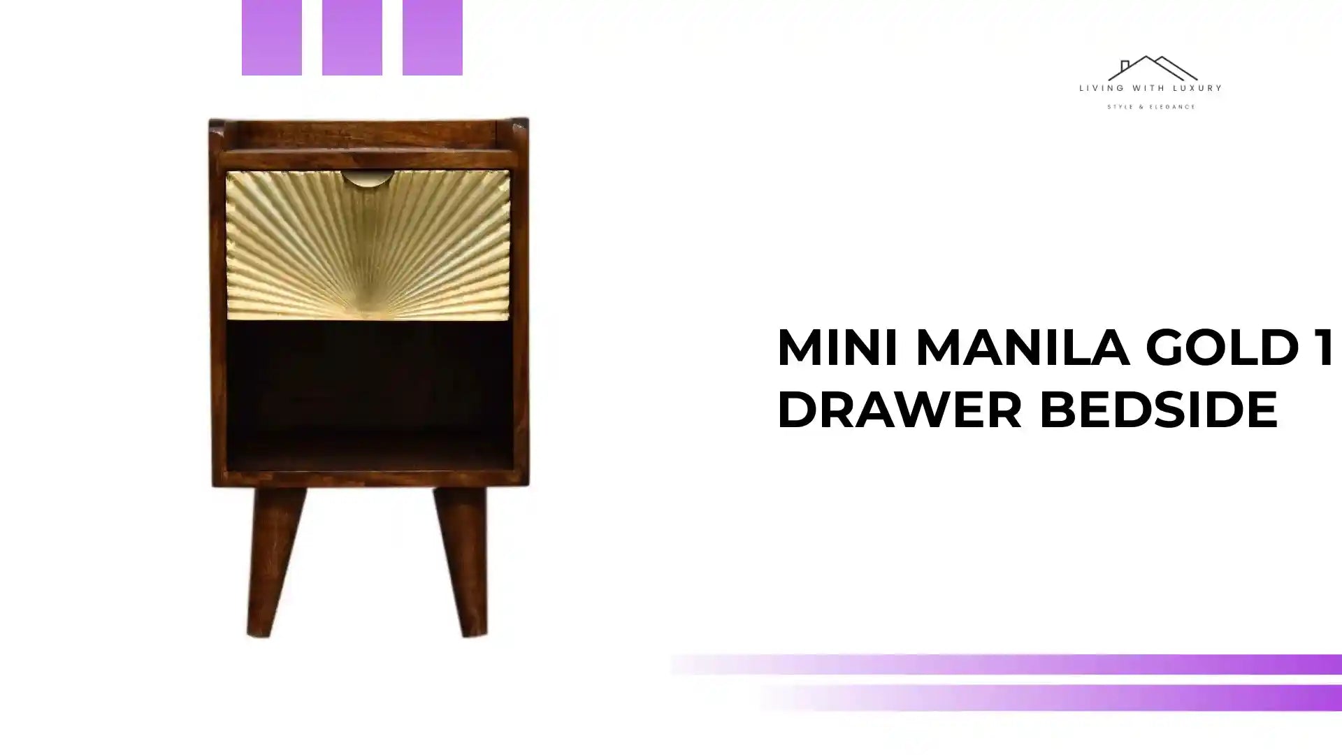 Mini Manila Gold 1 Drawer Bedside by@Outfy