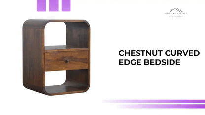 Chestnut Curved Edge Bedside by@Outfy