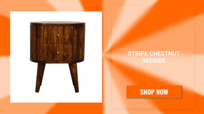 Stripe Chestnut Bedside by@Outfy
