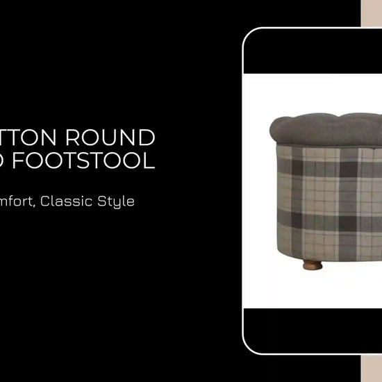 Deep Button Round Checked Footstool by@Outfy