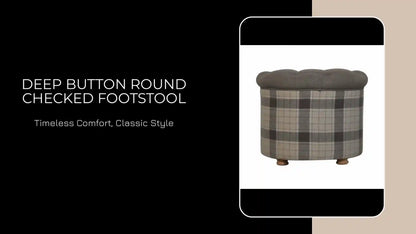 Deep Button Round Checked Footstool by@Outfy