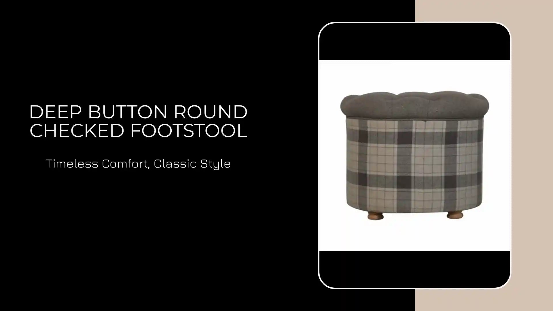 Deep Button Round Checked Footstool by@Outfy