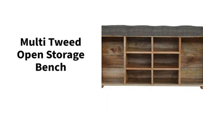 Multi Tweed Open Storage Bench by@Outfy
